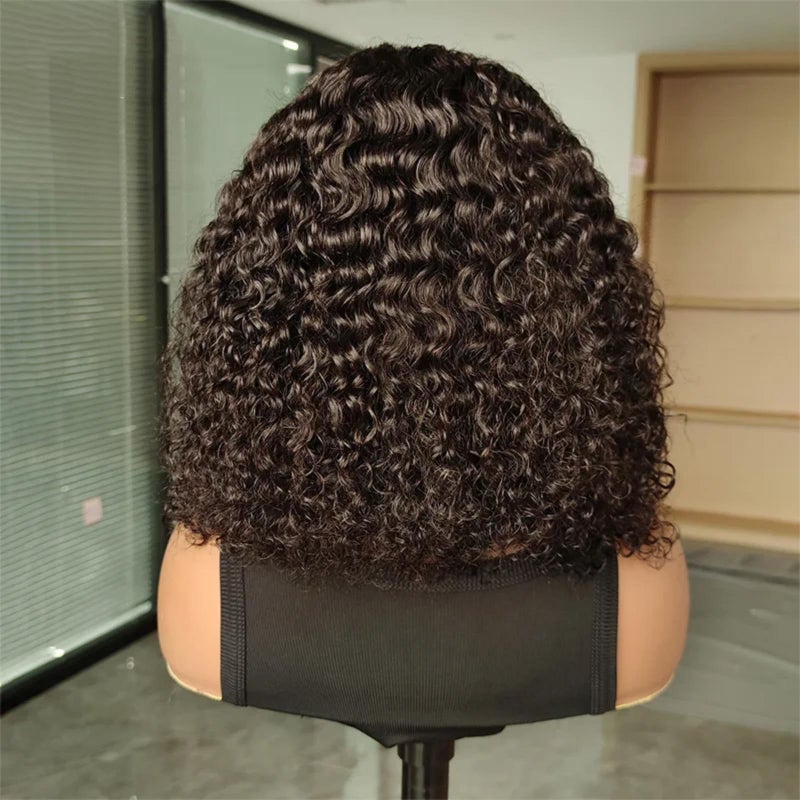 ISEE Wear and Go Glueless Wigs Bob Wigs Human Hair Pre Plucked Water Wave Lace Front Wigs Human Hair Upgraded No Glue Transparent Lace Closure Wigs Human Hair for Women Natural Black 14 Inch - Image 4